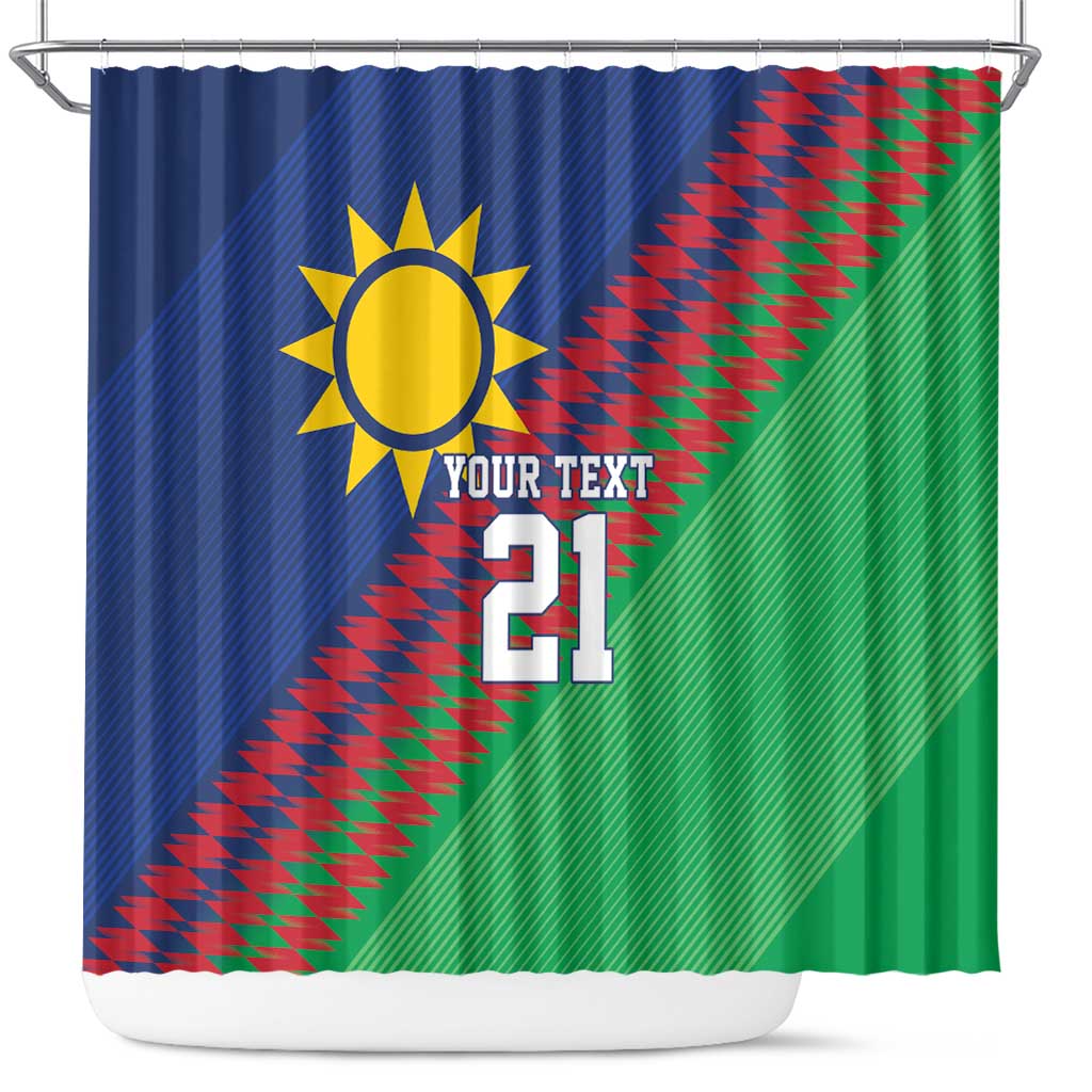 Namibia Cricket Custom Shower Curtain Namibian Sporty Pattern Flag Motif - Wonder Print Shop