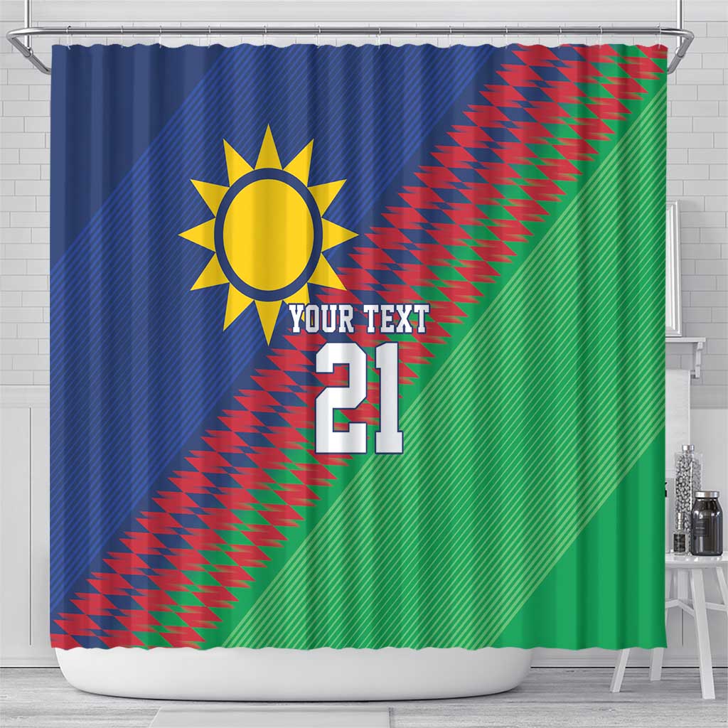 Namibia Cricket Custom Shower Curtain Namibian Sporty Pattern Flag Motif - Wonder Print Shop