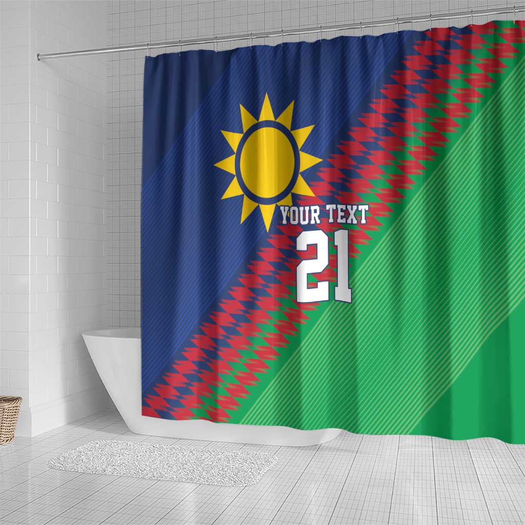 Namibia Cricket Custom Shower Curtain Namibian Sporty Pattern Flag Motif - Wonder Print Shop