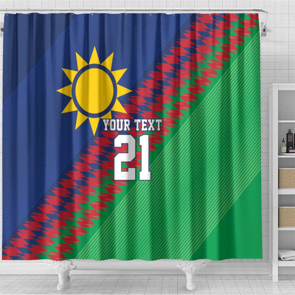 Namibia Cricket Custom Shower Curtain Namibian Sporty Pattern Flag Motif - Wonder Print Shop