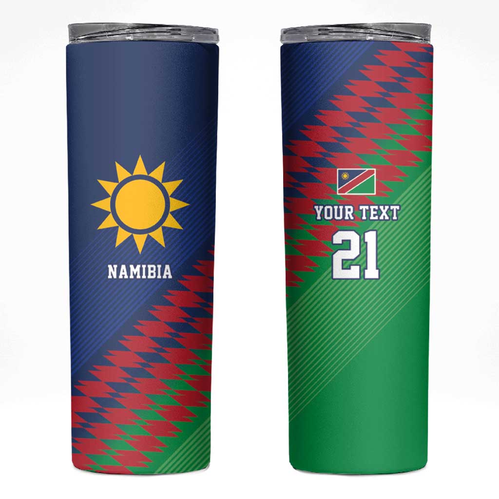 Namibia Cricket Custom Skinny Tumbler Namibian Sporty Pattern Flag Motif - Wonder Print Shop