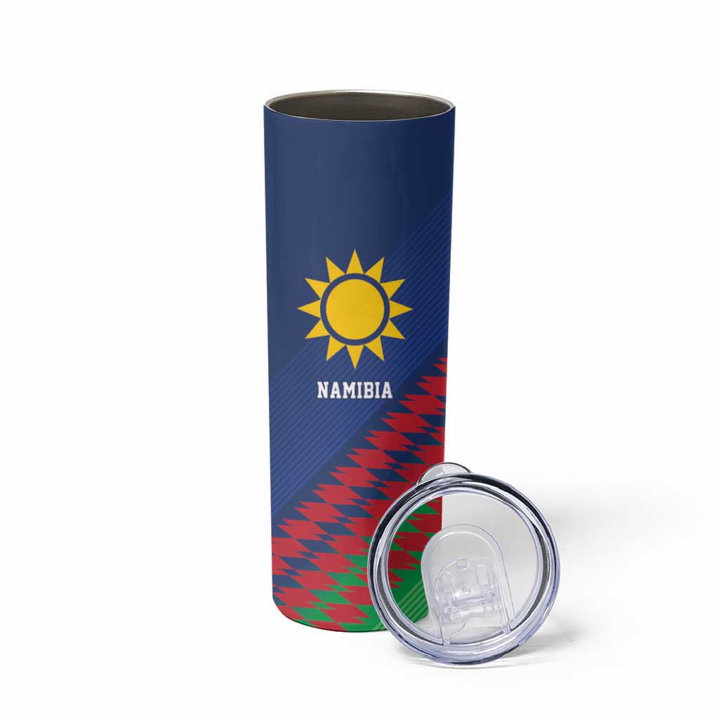 Namibia Cricket Custom Skinny Tumbler Namibian Sporty Pattern Flag Motif - Wonder Print Shop