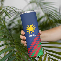 Namibia Cricket Custom Skinny Tumbler Namibian Sporty Pattern Flag Motif - Wonder Print Shop