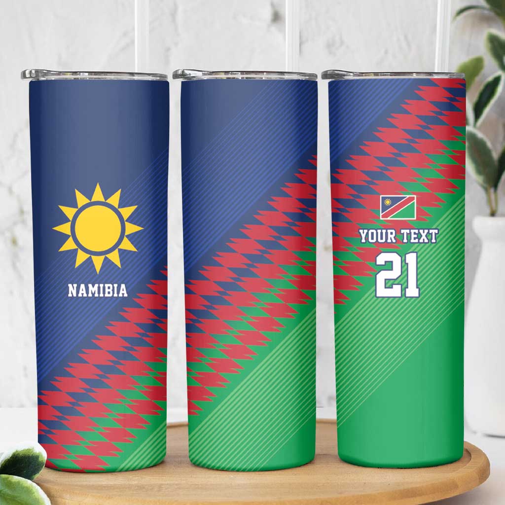 Namibia Cricket Custom Skinny Tumbler Namibian Sporty Pattern Flag Motif - Wonder Print Shop