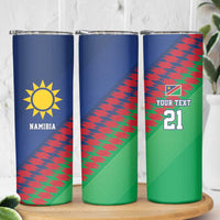 Namibia Cricket Custom Skinny Tumbler Namibian Sporty Pattern Flag Motif - Wonder Print Shop