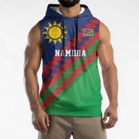 Namibia Cricket Custom Sleeveless Hoodie Namibian Sporty Pattern Flag Motif - Wonder Print Shop