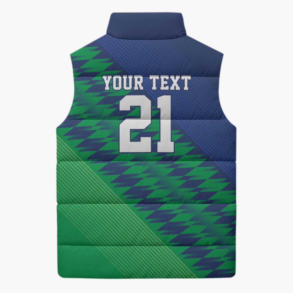 Namibia Cricket Custom Sleeveless Puffer Jacket Namibian Sporty Pattern Flag Motif - Wonder Print Shop