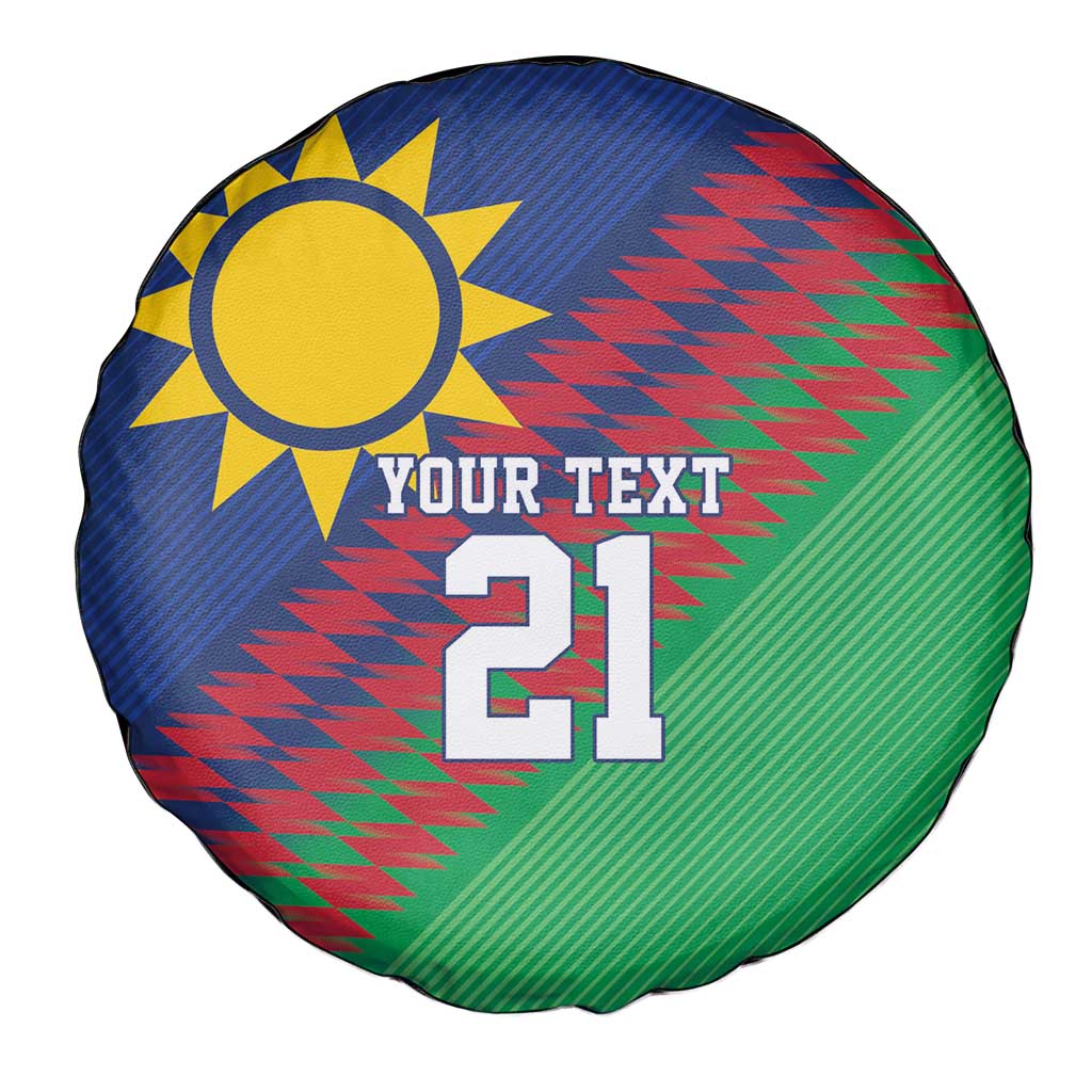 Namibia Cricket Custom Spare Tire Cover Namibian Sporty Pattern Flag Motif - Wonder Print Shop