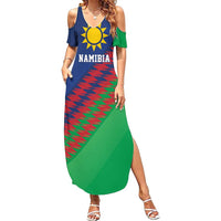 Namibia Cricket Custom Summer Maxi Dress Namibian Sporty Pattern Flag Motif - Wonder Print Shop
