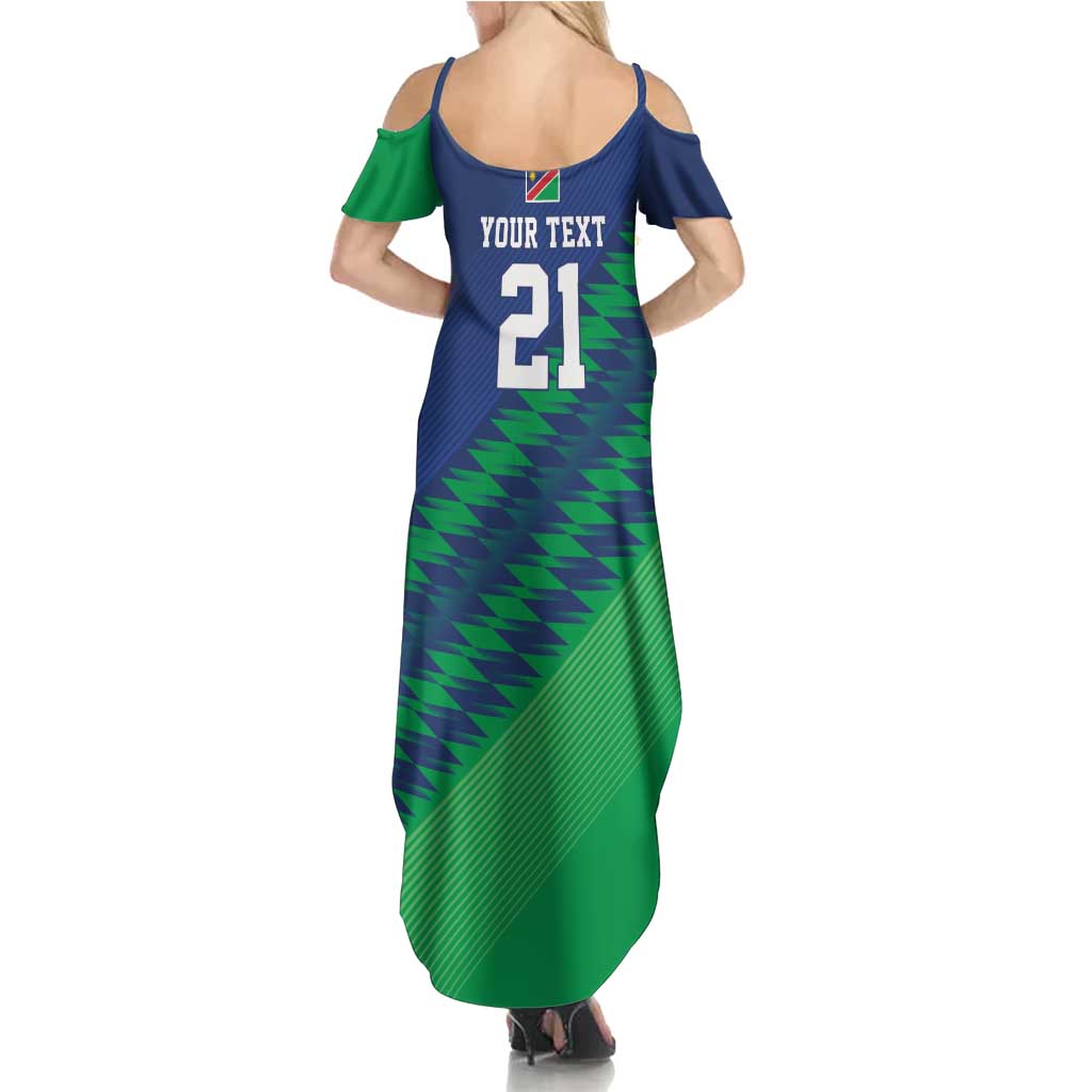 Namibia Cricket Custom Summer Maxi Dress Namibian Sporty Pattern Flag Motif - Wonder Print Shop