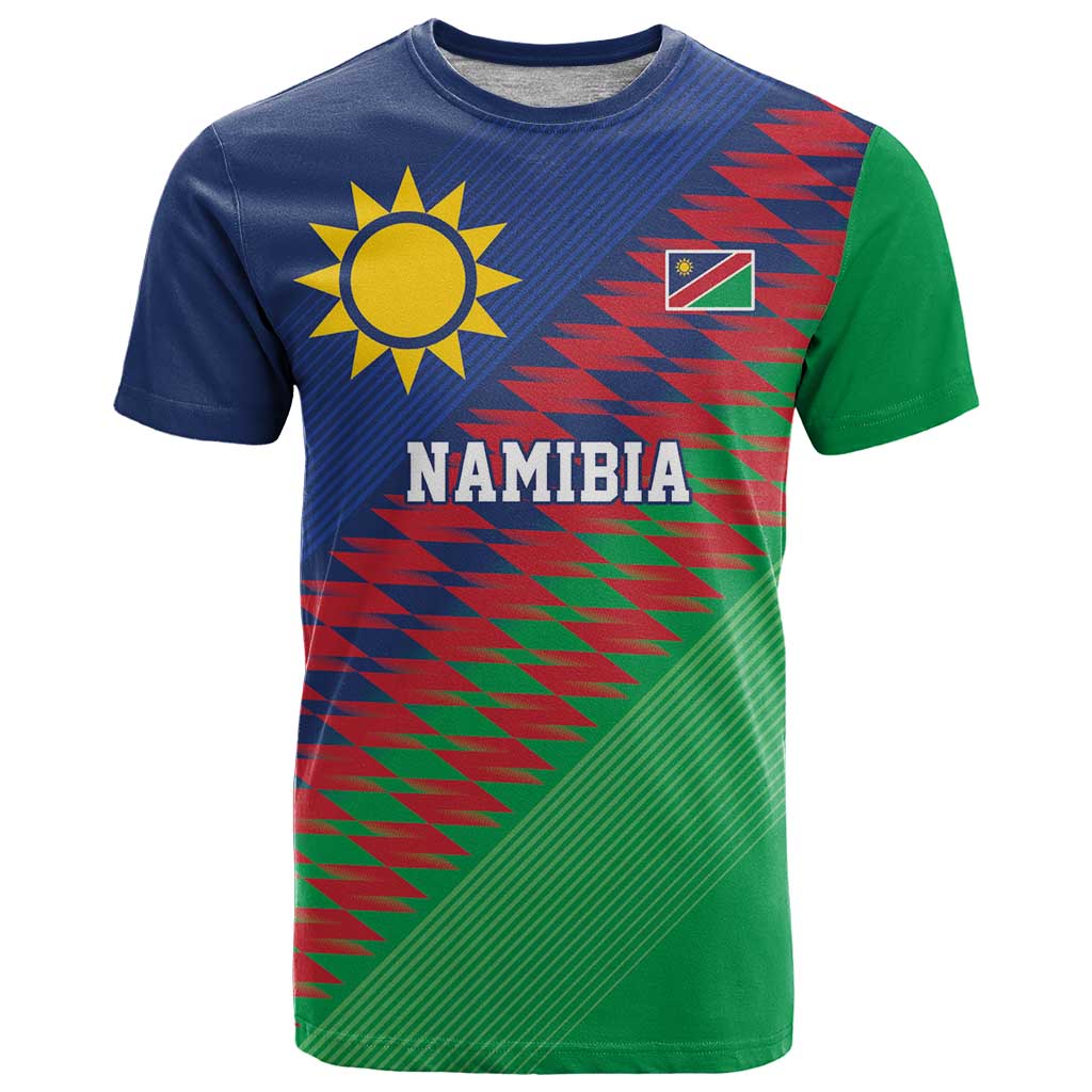 Namibia Cricket Custom T Shirt Namibian Sporty Pattern Flag Motif - Wonder Print Shop