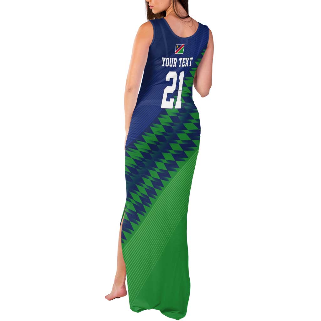 Namibia Cricket Custom Tank Maxi Dress Namibian Sporty Pattern Flag Motif - Wonder Print Shop
