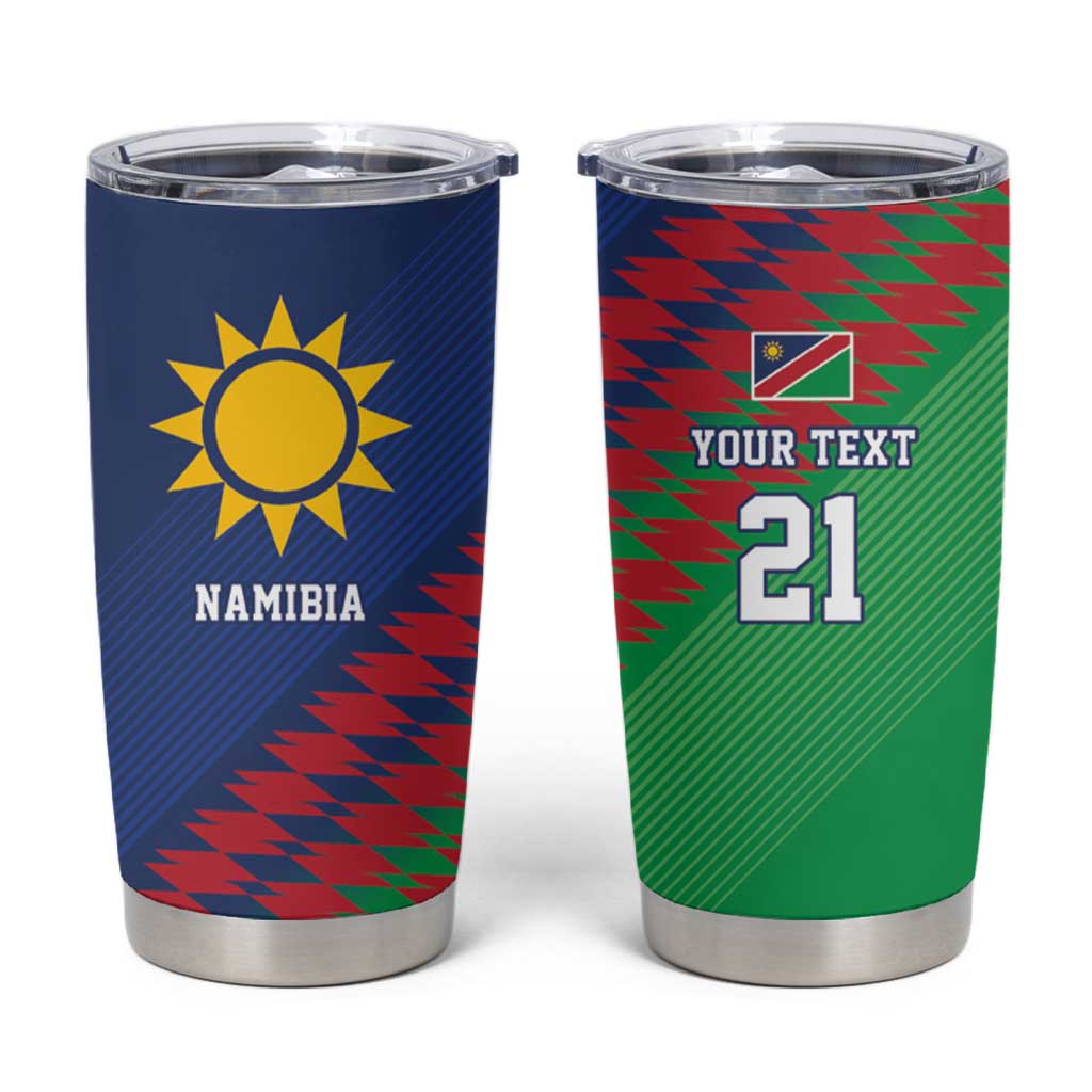 Namibia Cricket Custom Tumbler Cup Namibian Sporty Pattern Flag Motif - Wonder Print Shop