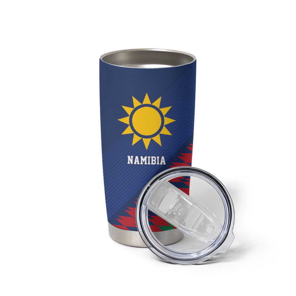 Namibia Cricket Custom Tumbler Cup Namibian Sporty Pattern Flag Motif - Wonder Print Shop