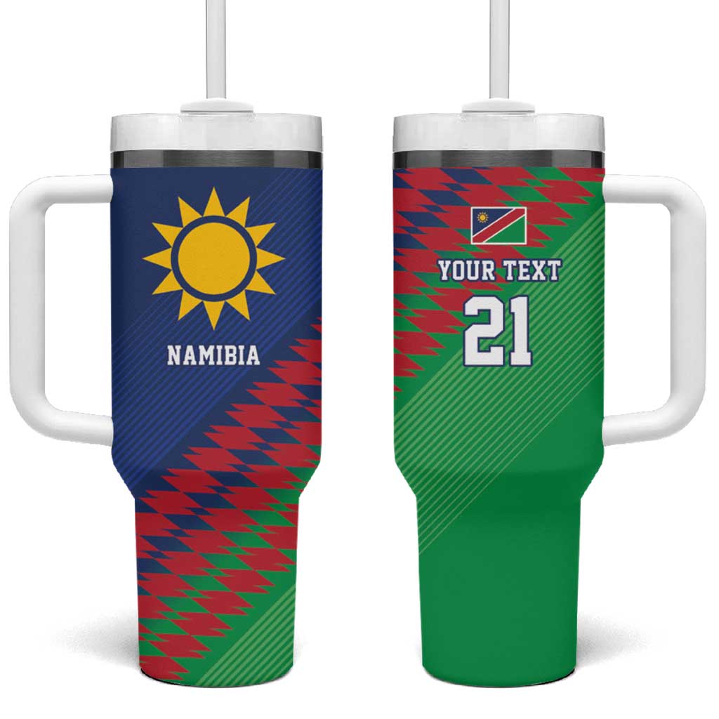 Namibia Cricket Custom Tumbler With Handle Namibian Sporty Pattern Flag Motif - Wonder Print Shop