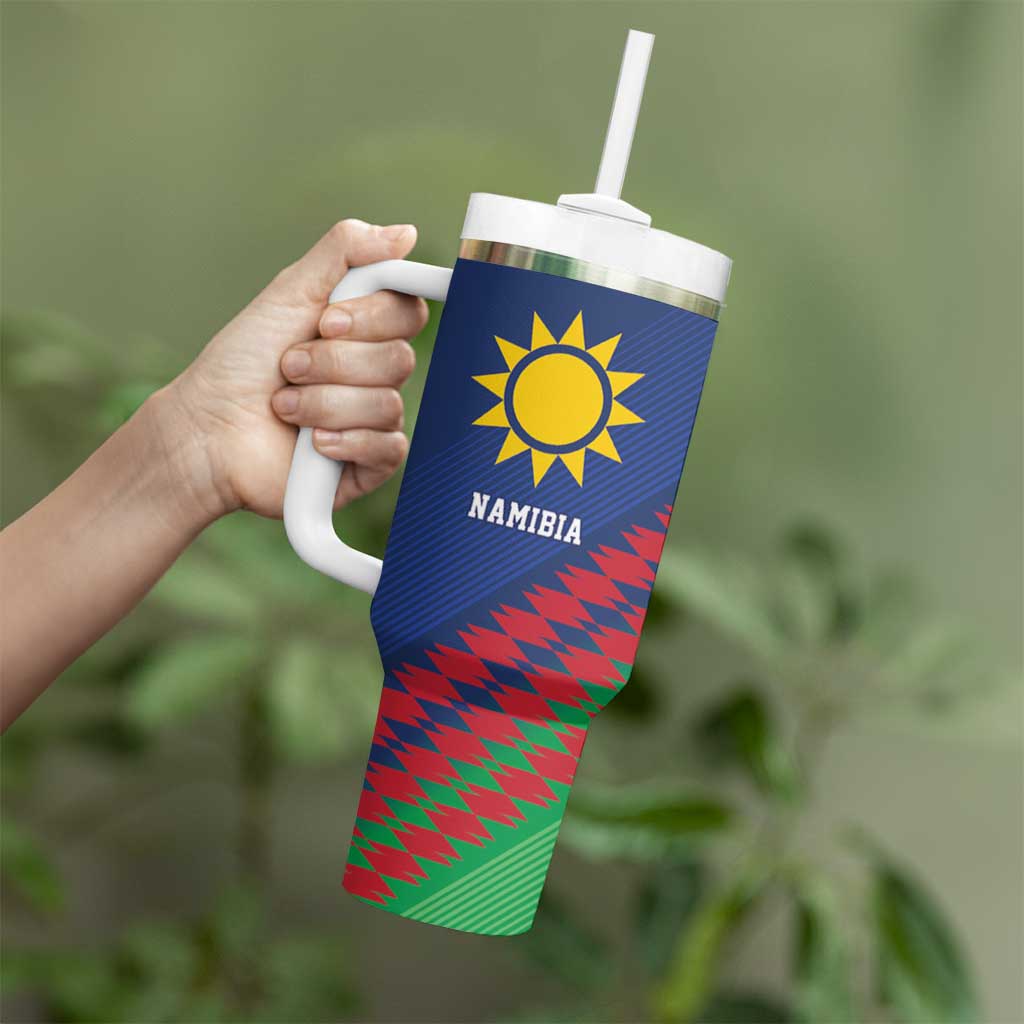 Namibia Cricket Custom Tumbler With Handle Namibian Sporty Pattern Flag Motif - Wonder Print Shop