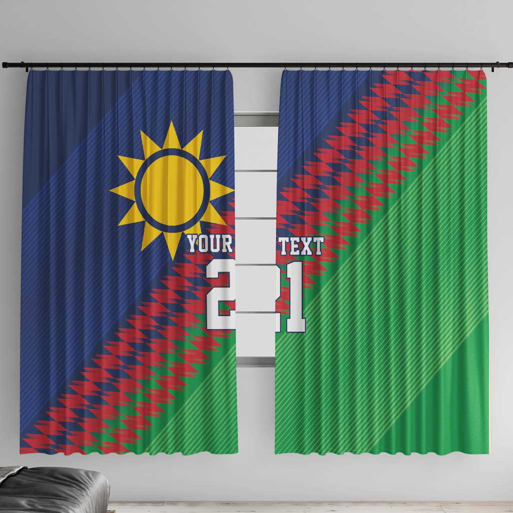 Namibia Cricket Custom Window Curtain Namibian Sporty Pattern Flag Motif - Wonder Print Shop