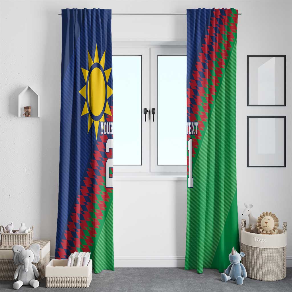 Namibia Cricket Custom Window Curtain Namibian Sporty Pattern Flag Motif - Wonder Print Shop