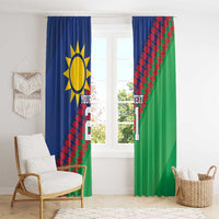 Namibia Cricket Custom Window Curtain Namibian Sporty Pattern Flag Motif - Wonder Print Shop