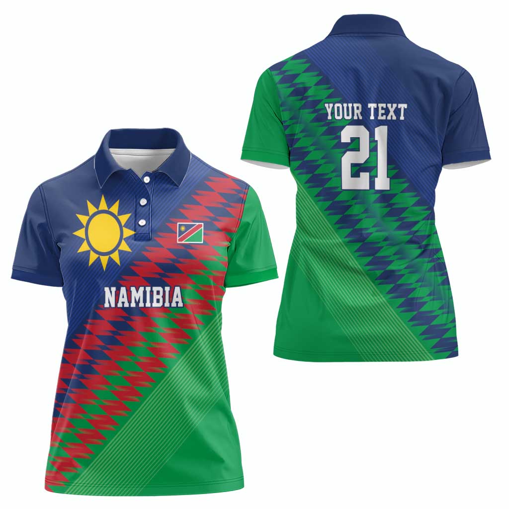 Namibia Cricket Custom Women Polo Shirt Namibian Sporty Pattern Flag Motif - Wonder Print Shop