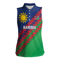 Namibia Cricket Custom Women Sleeveless Polo Shirt Namibian Sporty Pattern Flag Motif - Wonder Print Shop