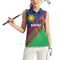 Namibia Cricket Custom Women Sleeveless Polo Shirt Namibian Sporty Pattern Flag Motif - Wonder Print Shop
