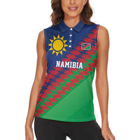Namibia Cricket Custom Women Sleeveless Polo Shirt Namibian Sporty Pattern Flag Motif - Wonder Print Shop