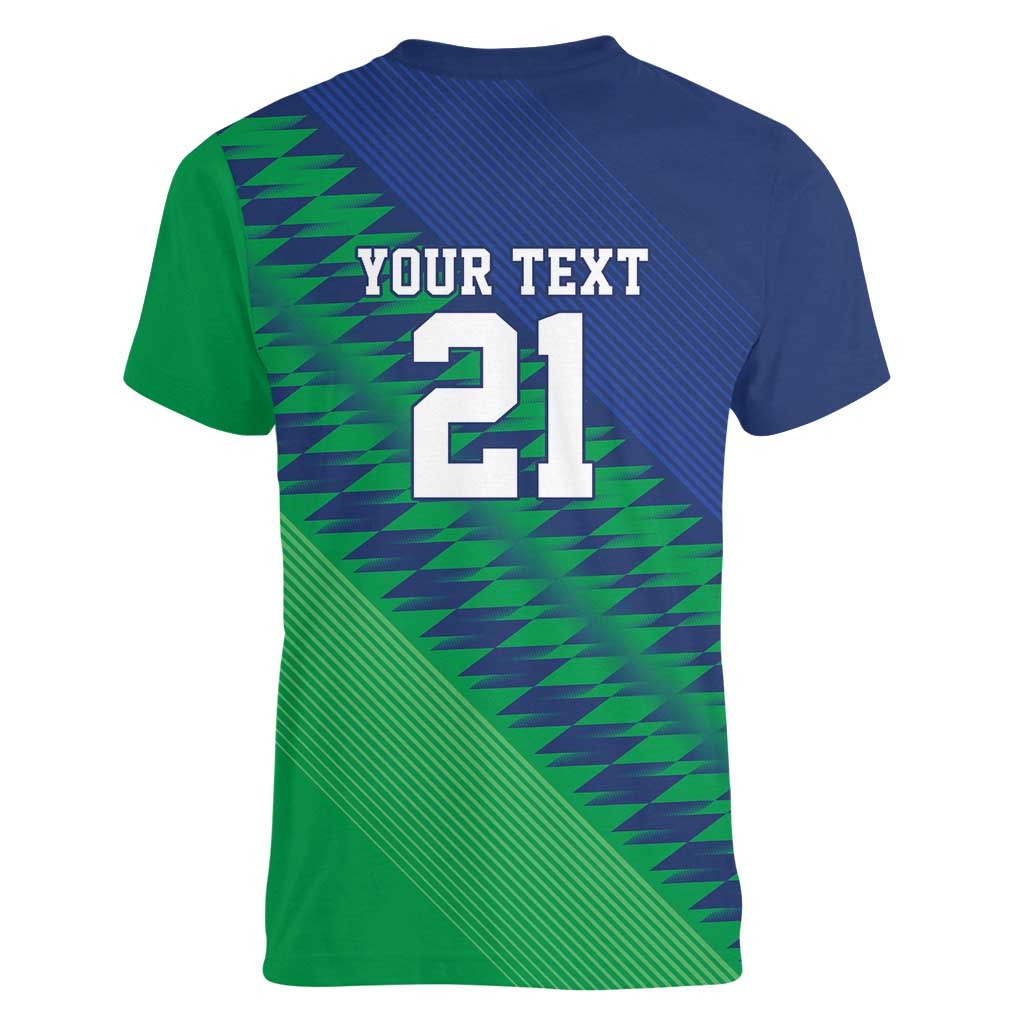 Namibia Cricket Custom Women V-Neck T-Shirt Namibian Sporty Pattern Flag Motif - Wonder Print Shop