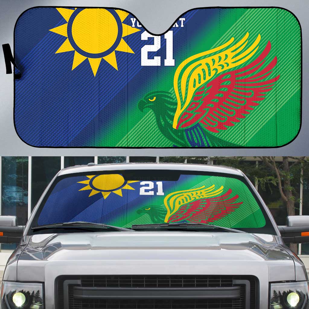 Namibia Rugby Custom Auto Sun Shade Welwitschias African Fish Eagle - Wonder Print Shop