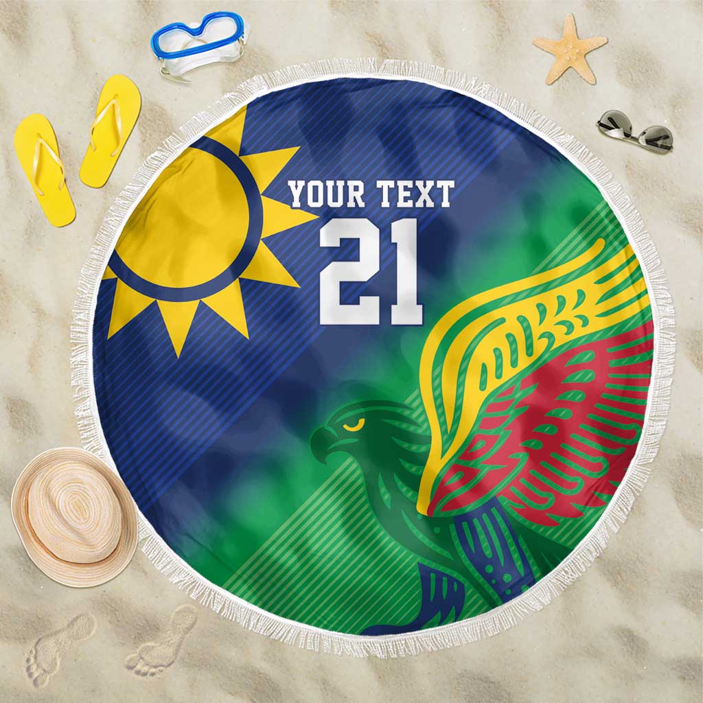 Namibia Rugby Custom Beach Blanket Welwitschias African Fish Eagle - Wonder Print Shop