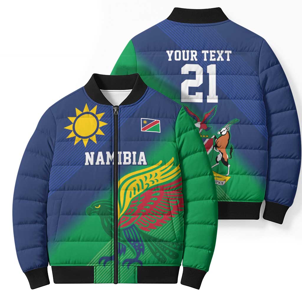 Namibia Rugby Custom Bomber Puffer Jacket Welwitschias African Fish Eagle - Wonder Print Shop
