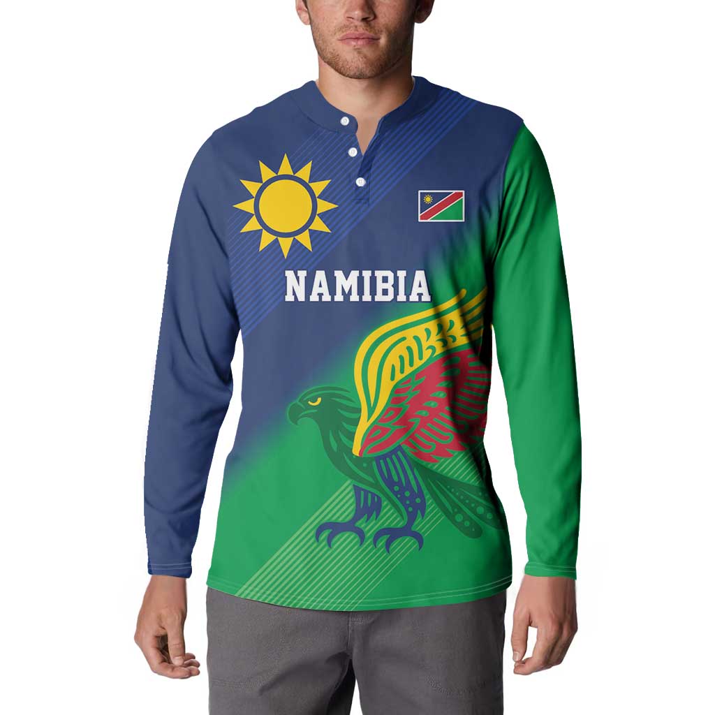 Namibia Rugby Custom Button Sweatshirt Welwitschias African Fish Eagle - Wonder Print Shop