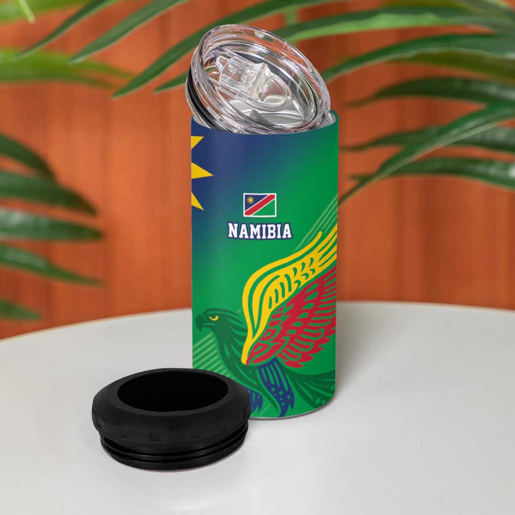Namibia Rugby Custom 4 in 1 Can Cooler Tumbler Welwitschias African Fish Eagle - Wonder Print Shop