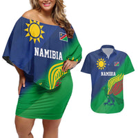Namibia Rugby Custom Couples Matching Off Shoulder Short Dress and Hawaiian Shirt Welwitschias African Fish Eagle - Wonder Print Shop