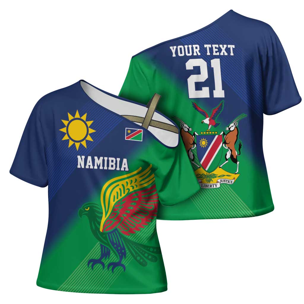 Namibia Rugby Custom Cross Shoulder Shirt Welwitschias African Fish Eagle - Wonder Print Shop