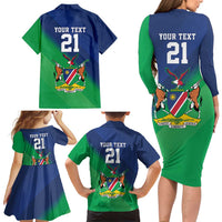 Namibia Rugby Custom Family Matching Long Sleeve Bodycon Dress and Hawaiian Shirt Welwitschias African Fish Eagle - Wonder Print Shop