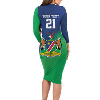 Namibia Rugby Custom Family Matching Long Sleeve Bodycon Dress and Hawaiian Shirt Welwitschias African Fish Eagle - Wonder Print Shop