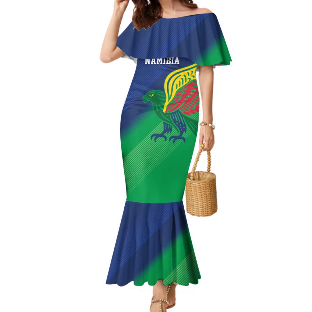 Namibia Rugby Custom Family Matching Mermaid Dress and Hawaiian Shirt Welwitschias African Fish Eagle - Wonder Print Shop