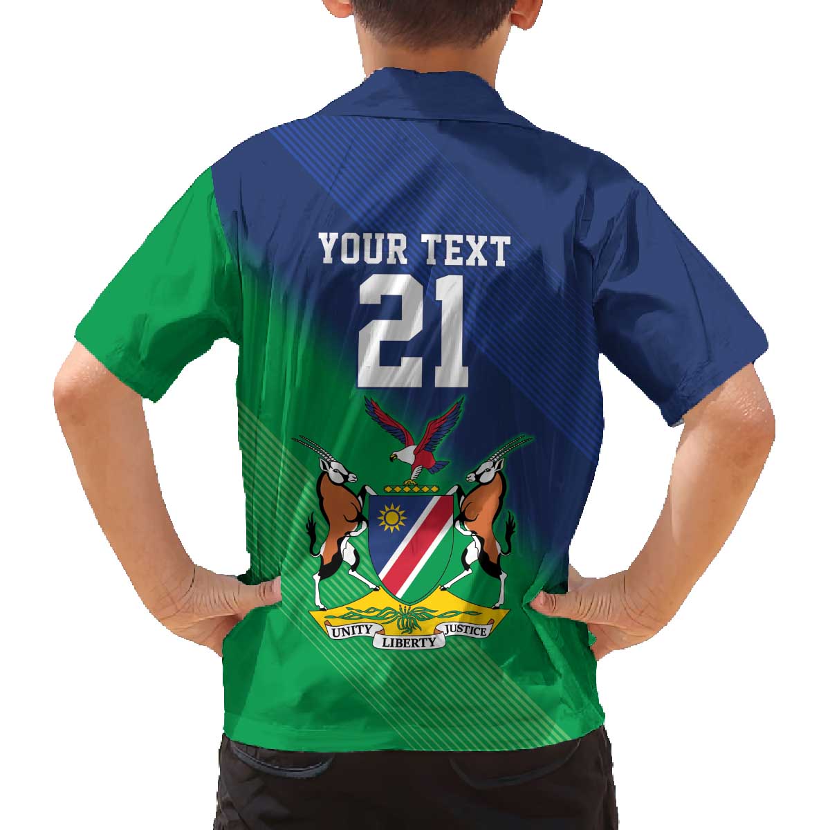 Namibia Rugby Custom Family Matching Off The Shoulder Long Sleeve Dress and Hawaiian Shirt Welwitschias African Fish Eagle - Wonder Print Shop