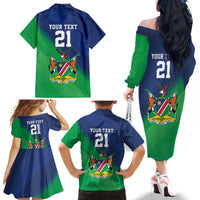Namibia Rugby Custom Family Matching Off The Shoulder Long Sleeve Dress and Hawaiian Shirt Welwitschias African Fish Eagle - Wonder Print Shop