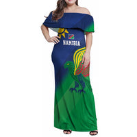 Namibia Rugby Custom Family Matching Off Shoulder Maxi Dress and Hawaiian Shirt Welwitschias African Fish Eagle - Wonder Print Shop