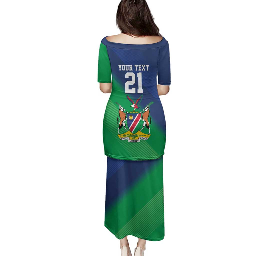 Namibia Rugby Custom Family Matching Puletasi and Hawaiian Shirt Welwitschias African Fish Eagle - Wonder Print Shop