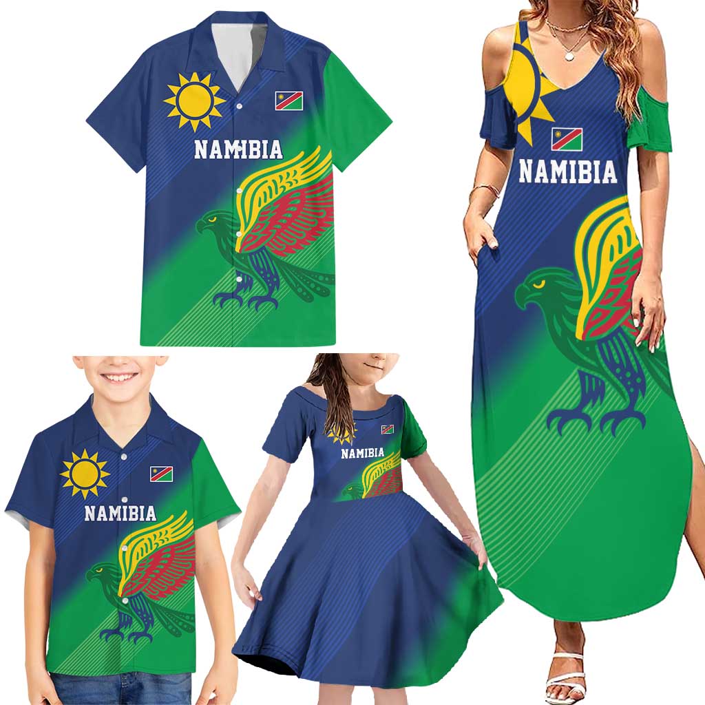 Namibia Rugby Custom Family Matching Summer Maxi Dress and Hawaiian Shirt Welwitschias African Fish Eagle - Wonder Print Shop