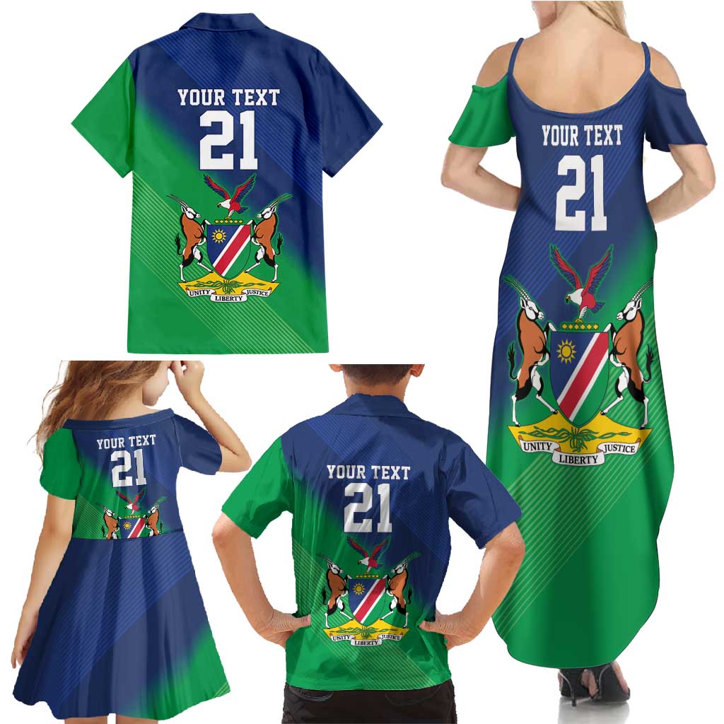 Namibia Rugby Custom Family Matching Summer Maxi Dress and Hawaiian Shirt Welwitschias African Fish Eagle - Wonder Print Shop