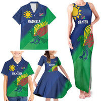 Namibia Rugby Custom Family Matching Tank Maxi Dress and Hawaiian Shirt Welwitschias African Fish Eagle - Wonder Print Shop