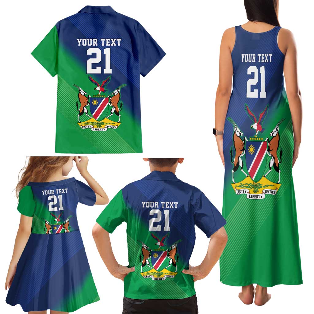 Namibia Rugby Custom Family Matching Tank Maxi Dress and Hawaiian Shirt Welwitschias African Fish Eagle - Wonder Print Shop