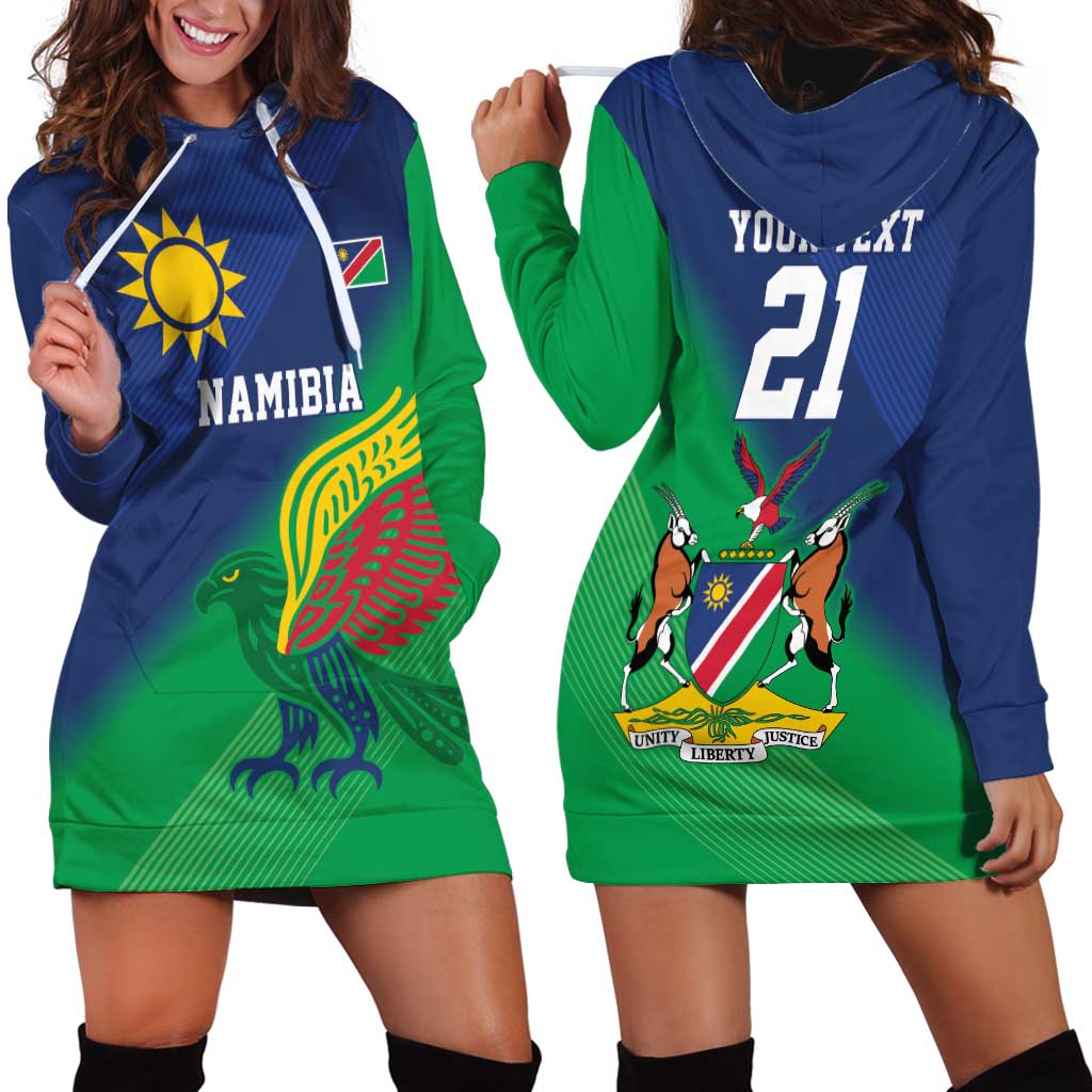 Namibia Rugby Custom Hoodie Dress Welwitschias African Fish Eagle - Wonder Print Shop