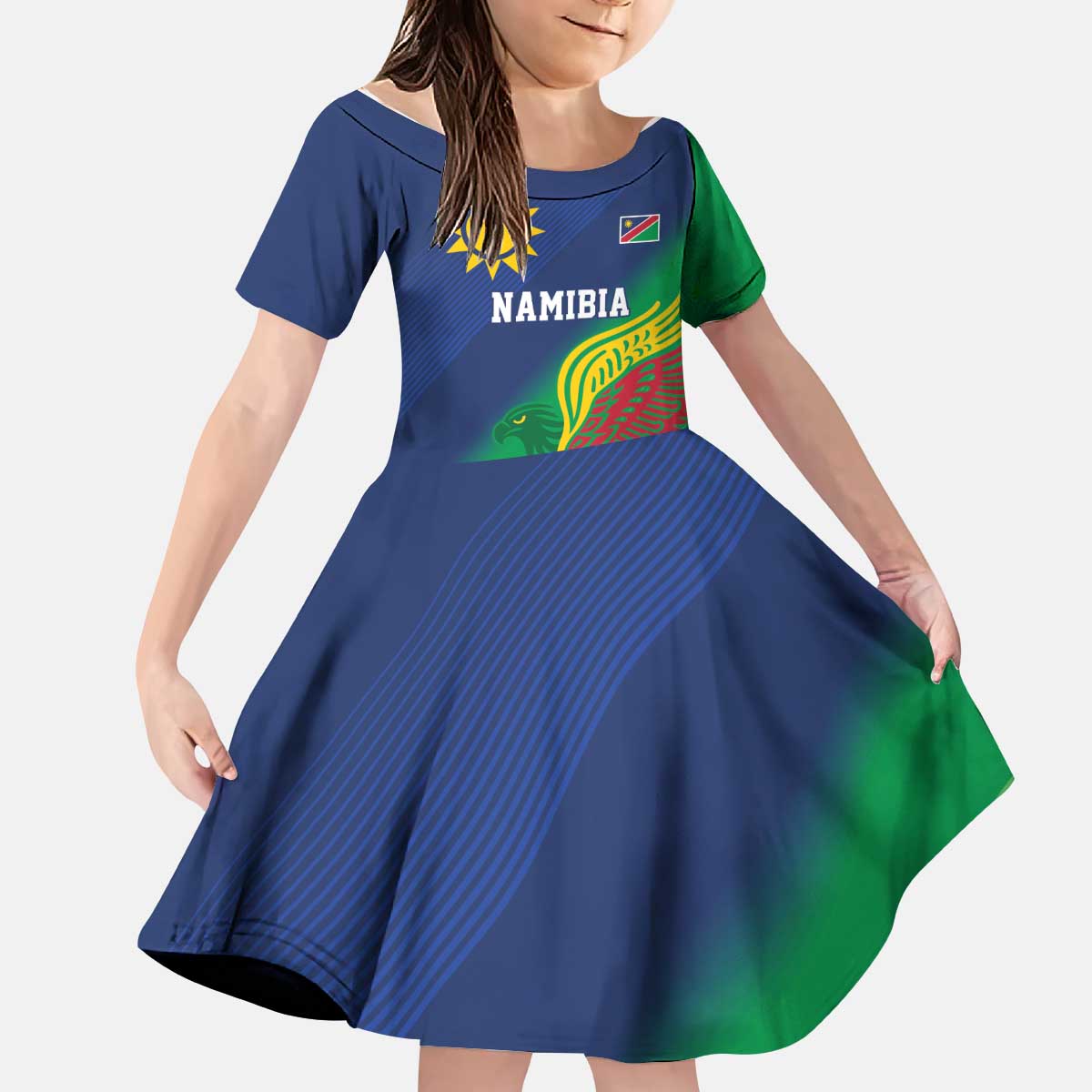 Namibia Rugby Custom Kid Short Sleeve Dress Welwitschias African Fish Eagle - Wonder Print Shop
