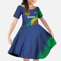 Namibia Rugby Custom Kid Short Sleeve Dress Welwitschias African Fish Eagle - Wonder Print Shop