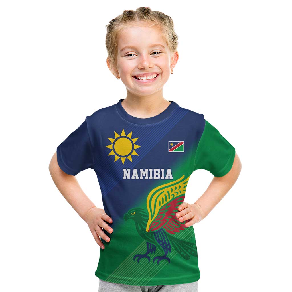Namibia Rugby Custom Kid T Shirt Welwitschias African Fish Eagle - Wonder Print Shop